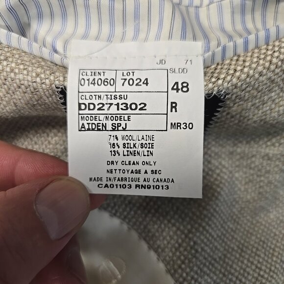 David Donahue Loro Piana Linen Tweed Blazer Mens Size 48 Semi Unstructured - Picture 12 of 13